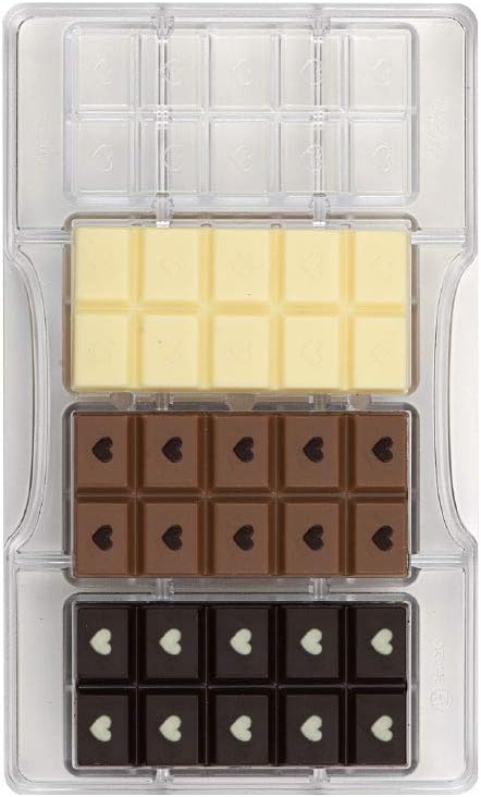Decora 0050146 SCHOKOLADENFORM TAFEL MIT Herz 25 G 4 CAV. 85 X 42 X 7 H MM, Polycarbonate, durchsich