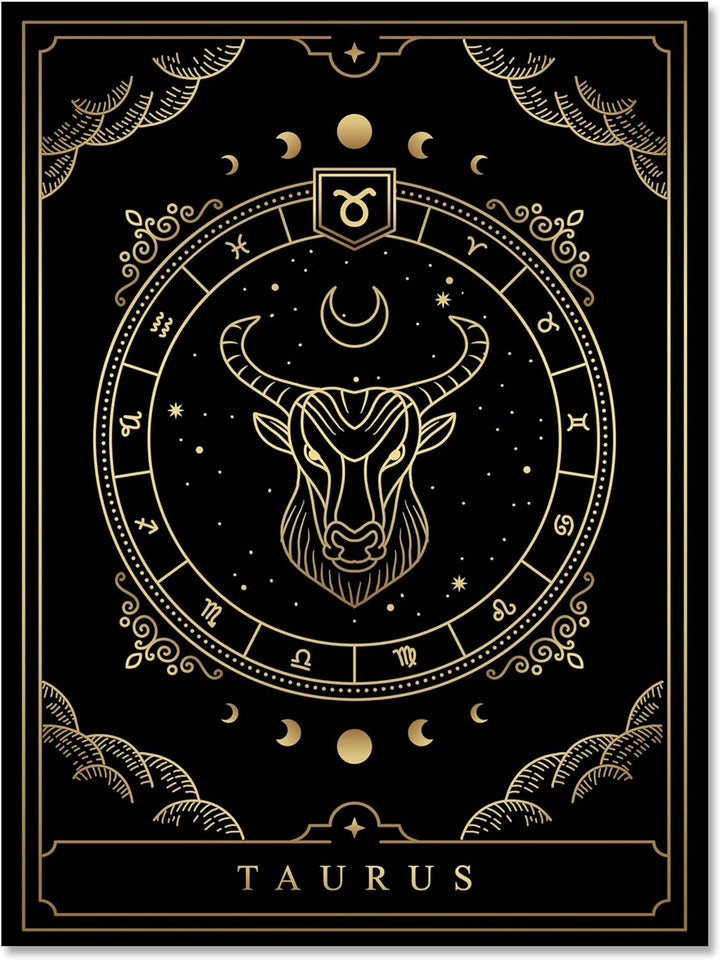 wandmotiv24 Leinwandbild Sternzeichen, 80x60cm, Hochformat, Stier, Astrologie, Deko, Bilder auf Lein