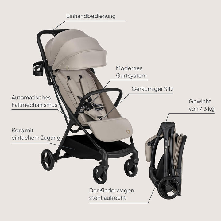 Lionelo Agia Reisebuggy Bis 22 kg, Leichter Buggy Kinderwagen ab 6 Monaten, Klein Zusammenklappbar m