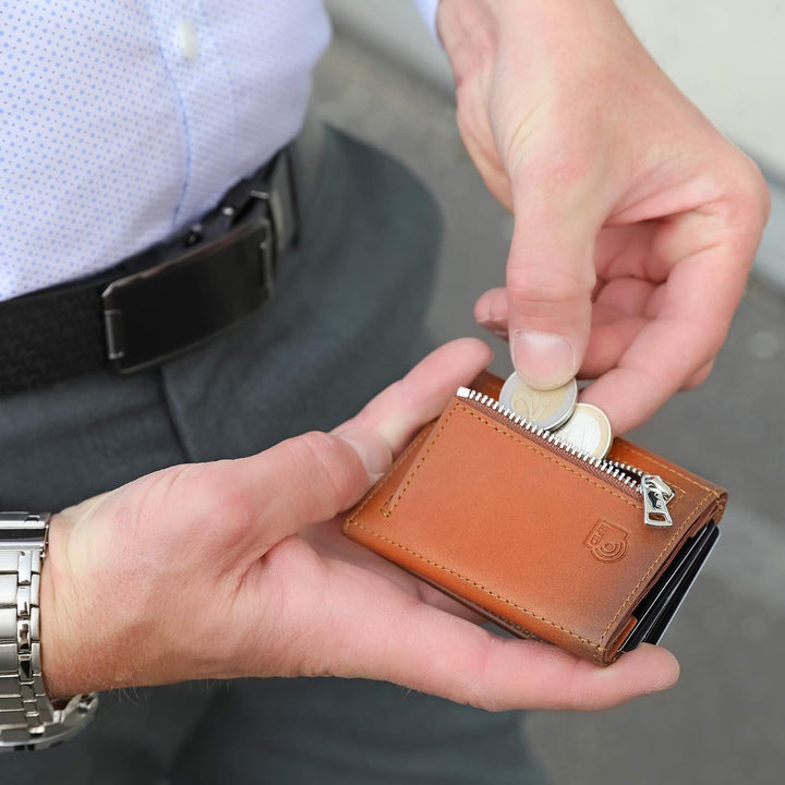 Solo Pelle® Leder I Slim Wallet mit Münzfach I Geldbeutel mit RFID Schutz I Platz für mindestens 12