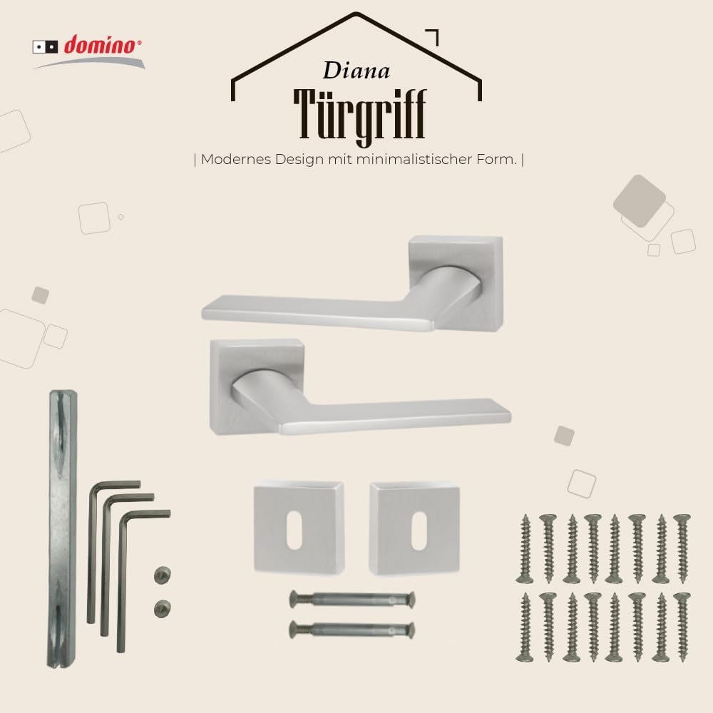 domino Türgriff DIANA-QR M4 BB-Buntbart Drückergarnitur für Zimmertüren Türdrücker-Set Rosetten-Garn