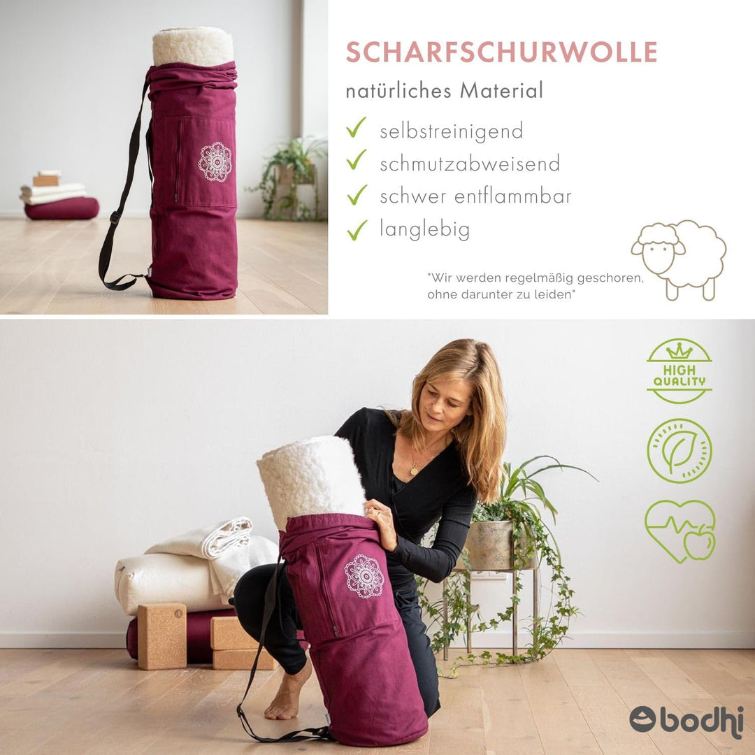 Bodhi Schurwoll-Yogamatte Natur | Schurwollmatte | 100% Schafschurwolle (1200 g/m²)| Weich & Isolier