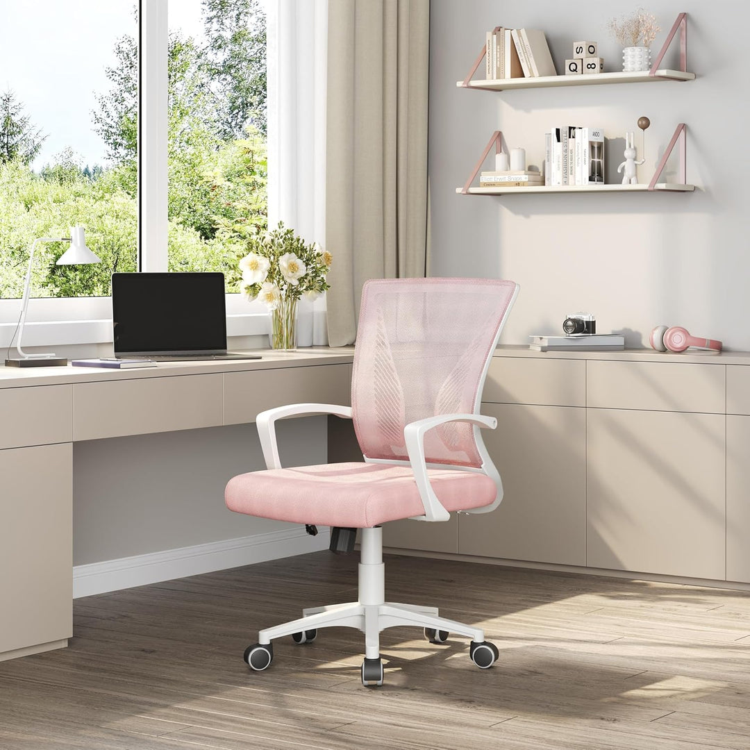 Yaheetech Bürostuhl Ergonomisch, Schreibtischstuhl mit Netzbespannung, Arbeitsstuhl mit Armlehnen, C
