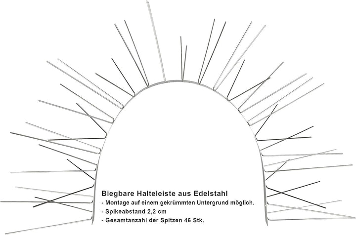 Profi Edelstahl Taubenspikes 6 Reihig - Effektive Taubenabwehr- Vogelabwehr Edelstahlleiste Spikes f