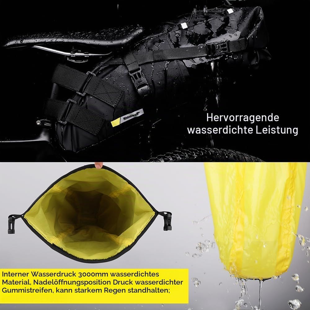 UBORSE Fahrrad Satteltasche Wasserdicht 10L/ 13L Bikepacking Satteltasche Fahrradtasche Sitztasche A