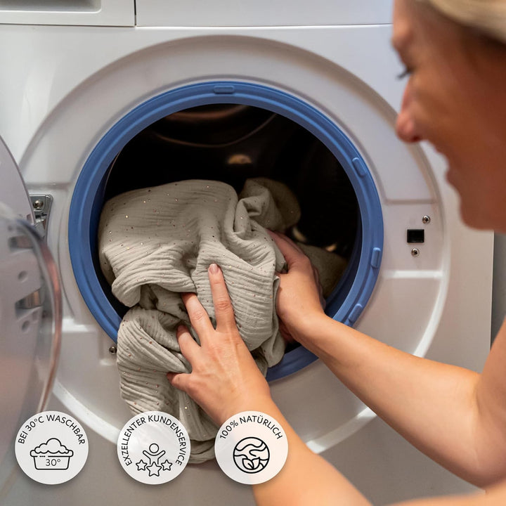 Betthimmel Babybett mit Goldapplikationen [in 12 Farben] Himmel Babybett aus 100% Baumwolle Musselin