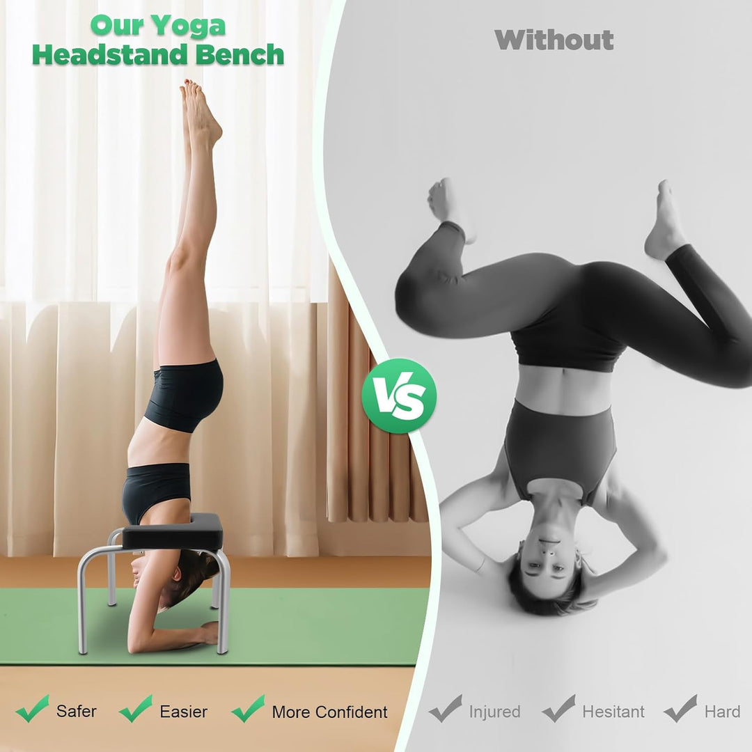 Yoga Hocker Kopfstandhocker Kopfstand Yoga Stuhl Fitness Bench Schwarz,Yoga Bank für Fitnessstudio,A