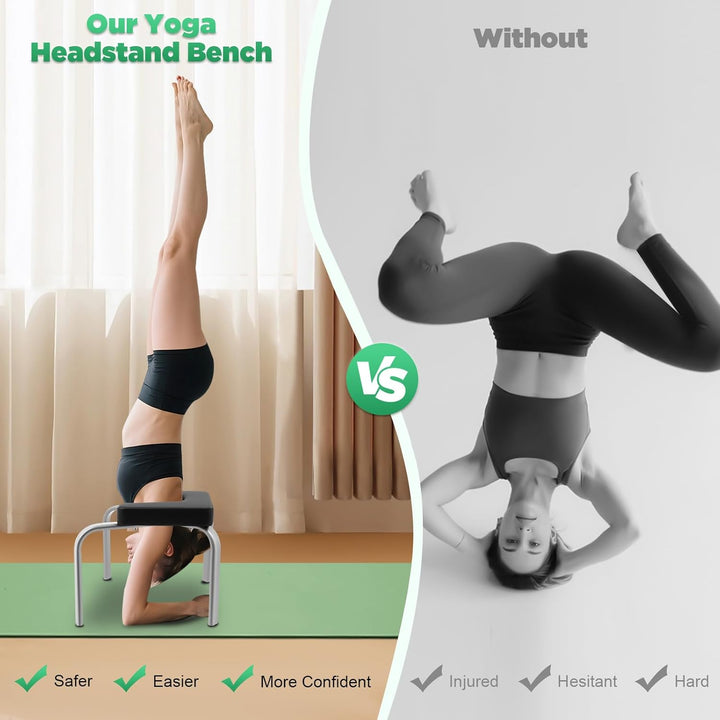 Yoga Hocker Kopfstandhocker Kopfstand Yoga Stuhl Fitness Bench Schwarz,Yoga Bank für Fitnessstudio,A