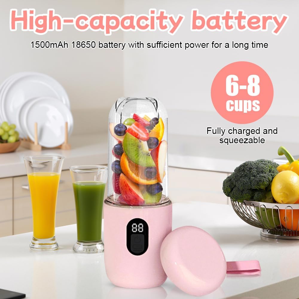 Tragbarer Mixer, 500ML Mixer Smoothie Maker to Go Mit 16-Blatt &Digitalanzeige, Portable Blender USB