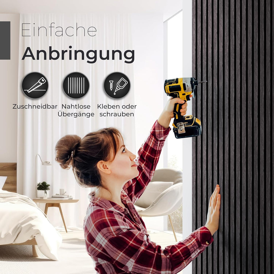 Aeco Sound® - Akustikpaneele aus Holz, 2 Stück x 120x60cm - Wandpaneele aus Akustik-Filz (Schwarz) &