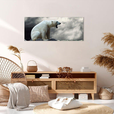 Wandbilder Dekoration Wohnzimmer Bär Tiere Wasser Eis Panorama Bilder auf Leinwand 120x50cm Leinwand