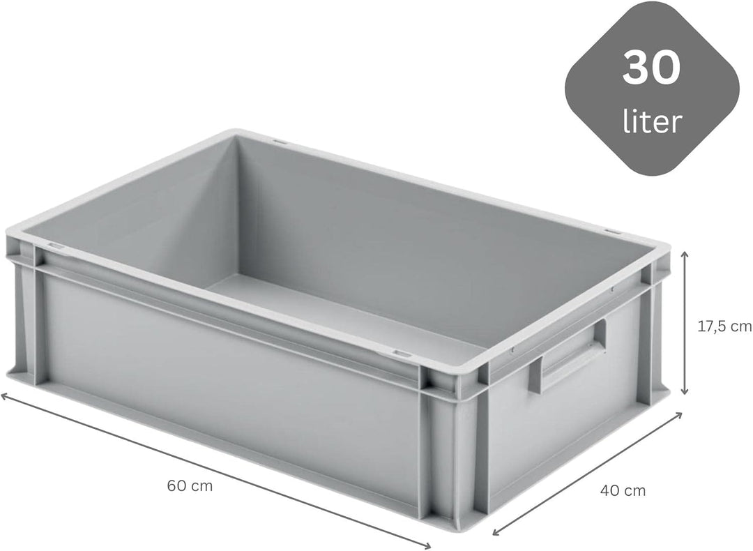 SparSet 10x Eurobehälter mit geschlossenem Griff & 1x Transportroller Rot | HxBxT 17,5x40x60cm | 30
