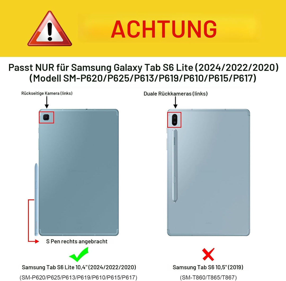 Fintie Hülle für Samsung Galaxy Tab S6 Lite 10.4 2024/2022/2020, Soft TPU Rückseite Gehäuse Schutzhü