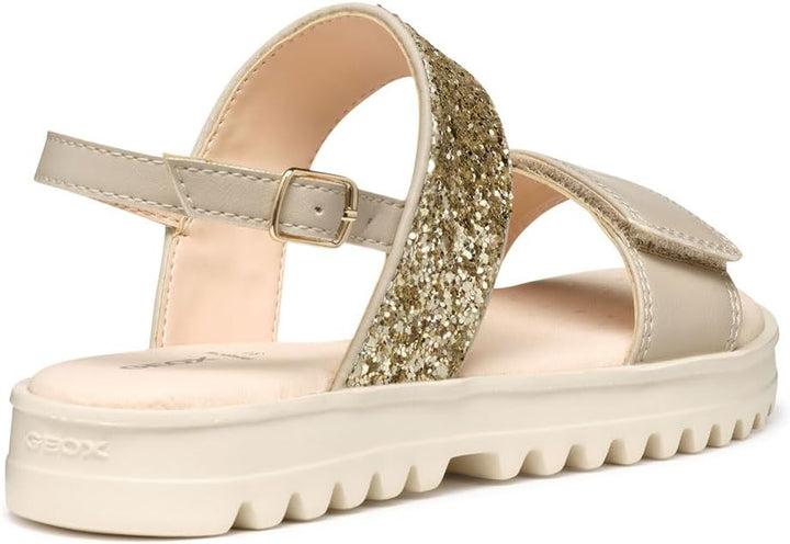 Geox Mädchen J Sandal Coralie GirSandal 28 EU Beige Platinum, 28 EU Beige Platinum