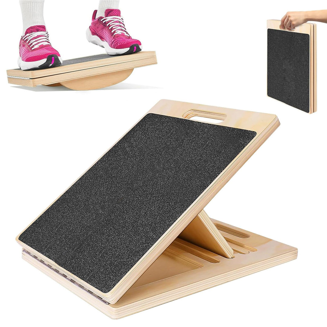 Schrägbrett und Slant Board Holz, Balance Board, Wadendehner für Physiotherapie, Verstellbares‌ Mobi