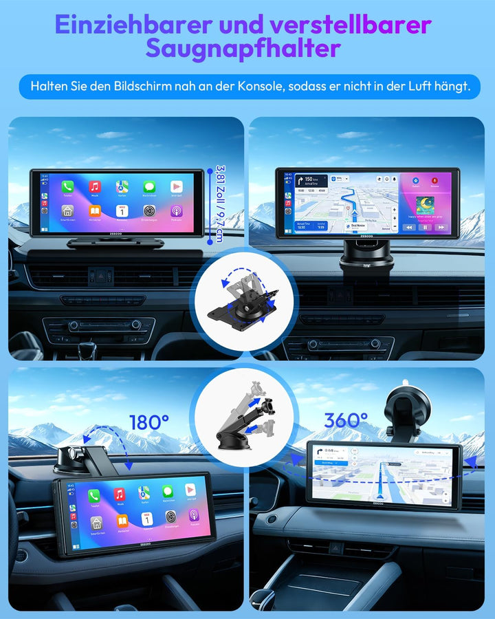 ESSGOO Carplay Android Auto Display mit Rückfahrkamera,10.26 Zoll Apple Carplay Bildschirm für Andro