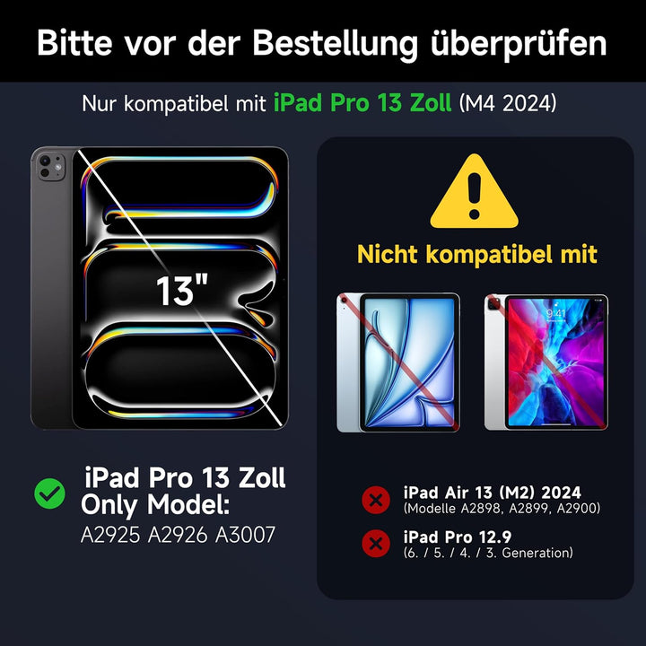 HOU Magic Keyboard für iPad Pro 13(M5 2025/M4 2024) Zoll hülle mit Tastatur, QWERTZ,Click-Anywhere-T