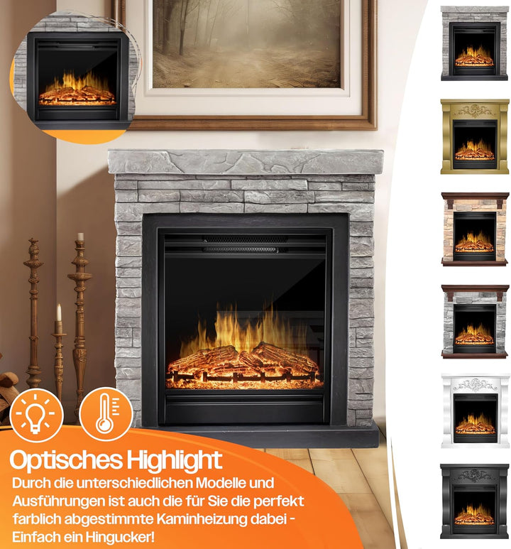 KESSER® Elektrokamin Standkamin - Kamin elektrisch mit LED 3D-Flammeneffekt, Mit Heizung Heizfunktio