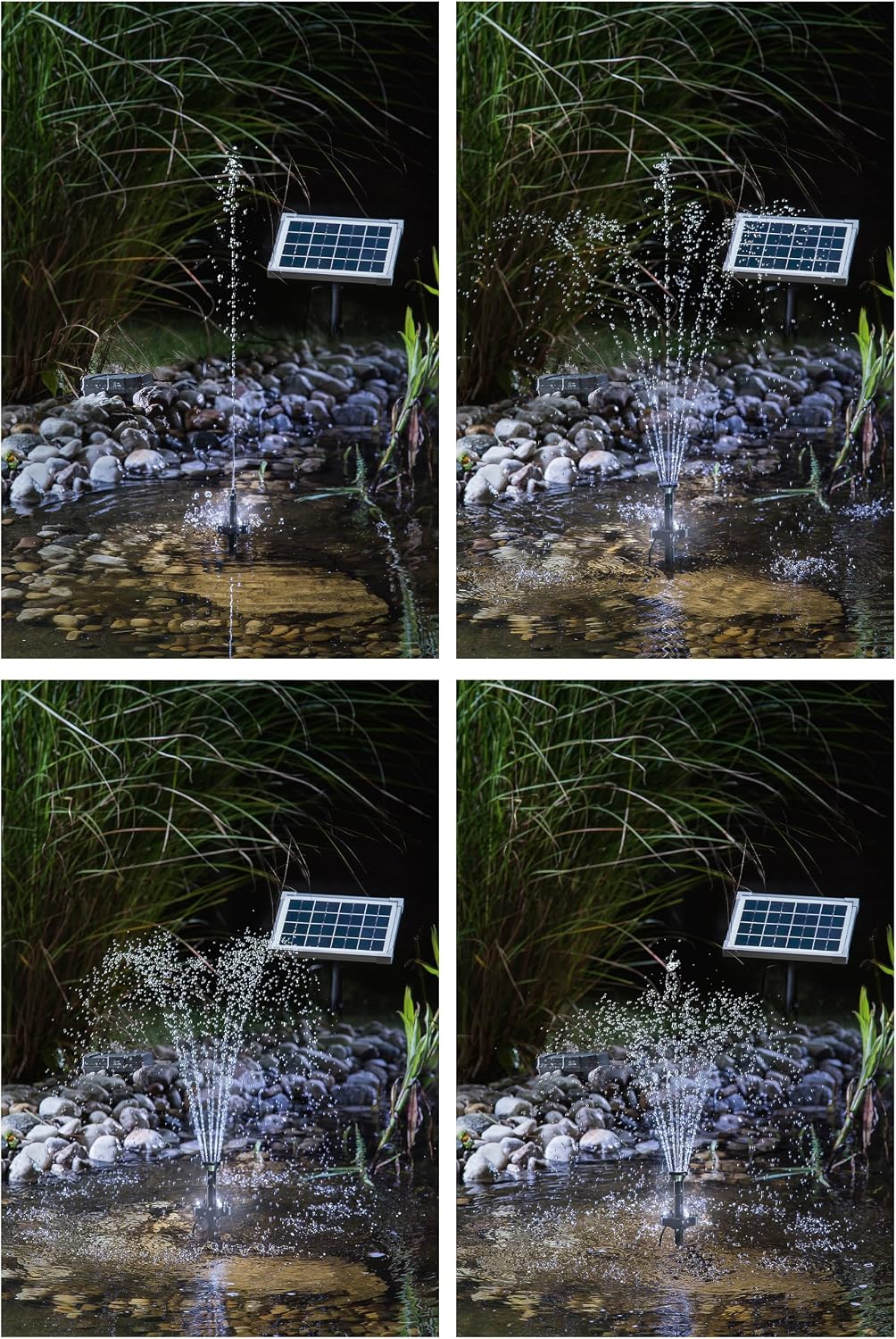 Solar Teichpumpe 5 Watt Solarmodul 160 l/h Förderleistung mit Akku und LED Beleuchtung 50 cm Förderh