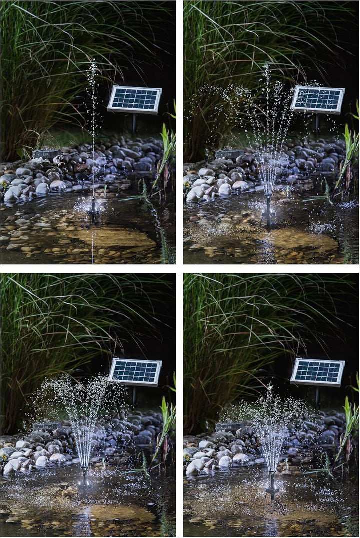 Solar Teichpumpe 5 Watt Solarmodul 160 l/h Förderleistung mit Akku und LED Beleuchtung 50 cm Förderh