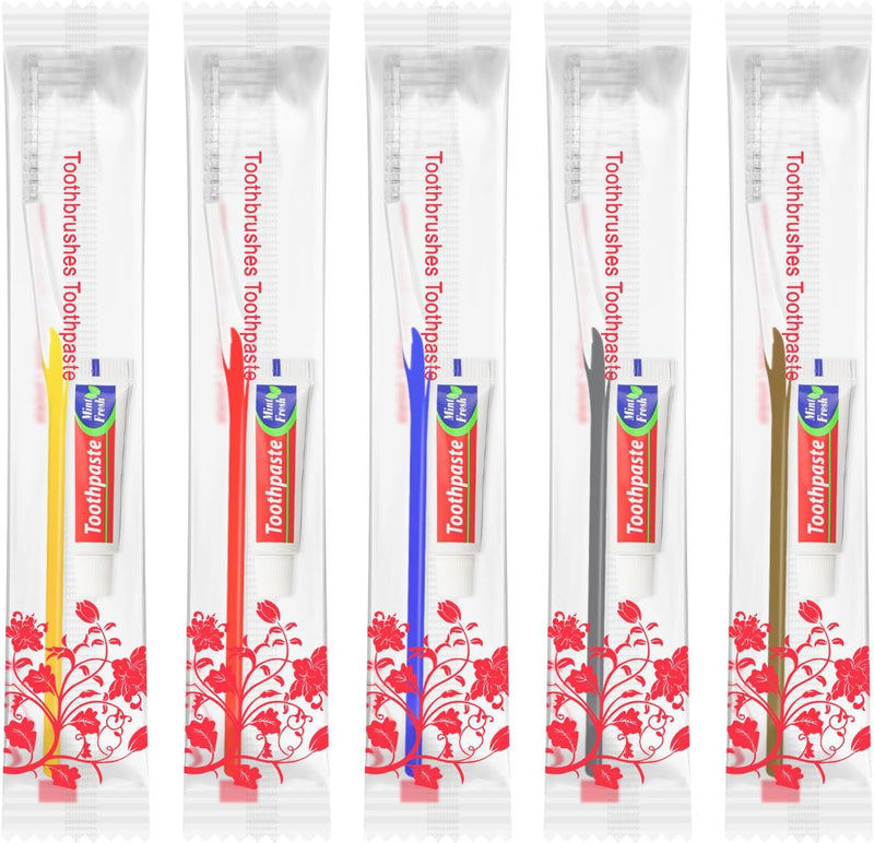 Einmal Zahnbürsten,100 Packungen Einwegzahnbürsten Mit Zahnpasta Set Einzeln Verpackt für Hotel/Camp