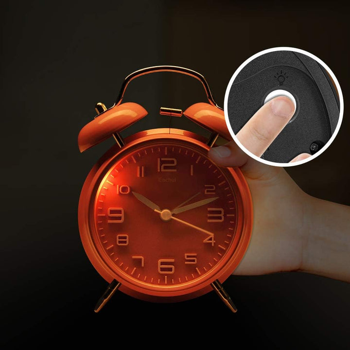 Eachui Doppelglockenwecker,Nachtlicht,Lauter Alarm,Retro,Batteriebetrieben | Wecker Analog mit gross