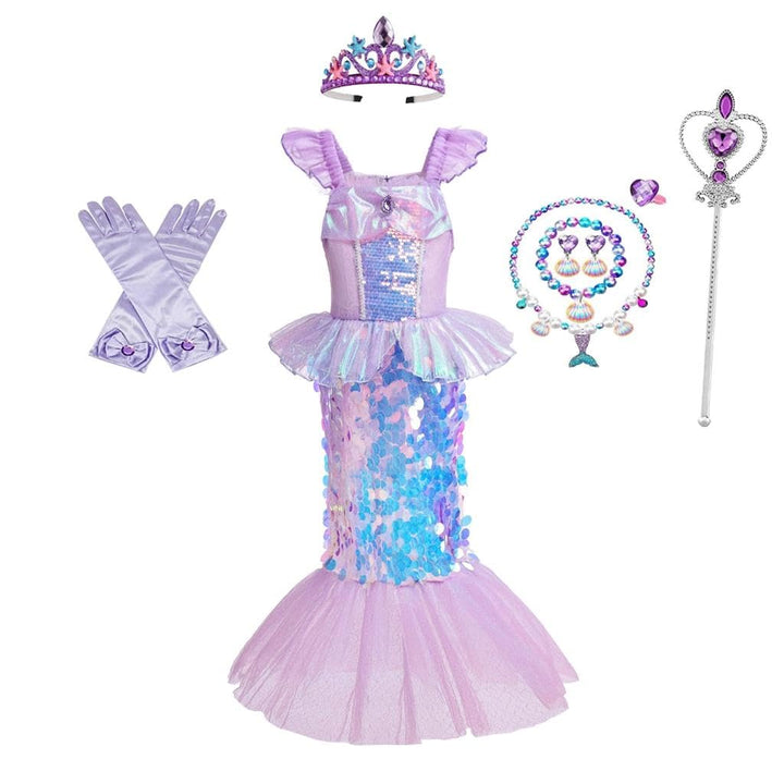Lito Angels Prinzessin Meerjungfrau Arielle Kostüm Kleid Verkleidung mit Zubehör für Kinder Mädchen