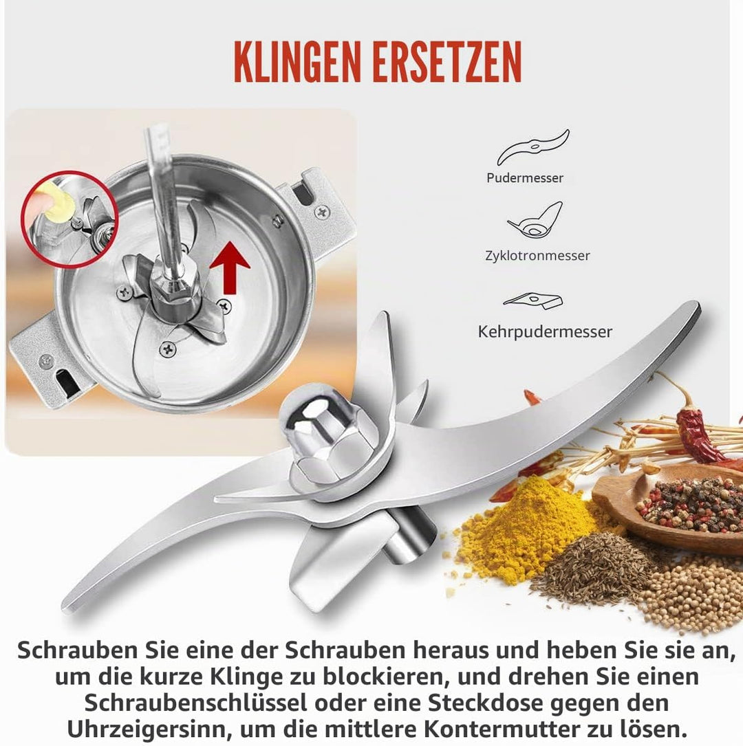 LEJIEYIN Elektrische Kräutermühle 550 g Hochgeschwindigkeits-Gewürzmühle aus Edelstahl Elektrische M