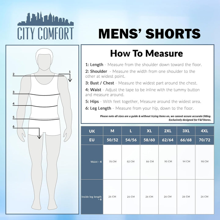 CityComfort Pyjama Shorts Herren, Kurze Schlafanzughose Herren mit Seitentaschen & Elastischem Bund