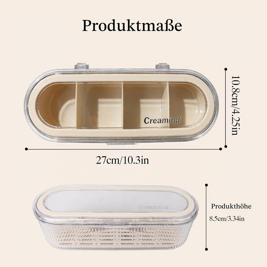 2er-Set Kosmetik Make Up Organizer Cremeweiss, Wattepadspender, Wattestäbchen Behälter, Clear Schmin