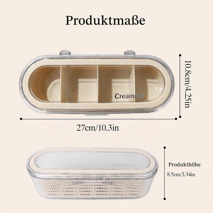 2er-Set Kosmetik Make Up Organizer Cremeweiss, Wattepadspender, Wattestäbchen Behälter, Clear Schmin