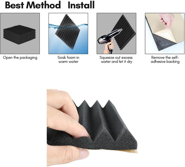 Sonnewelt Akustikschaumstoff Selbstklebend 72 Stücke 2.5x30x30 cm 3D Hochdichte Schallabsorber Wand