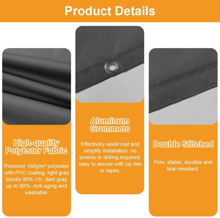 Sonnensegel Wasserdicht, Rechteckig Hitzeschutz Wetterschutz-Markise, UV-Schutz Segel,420D Polyester