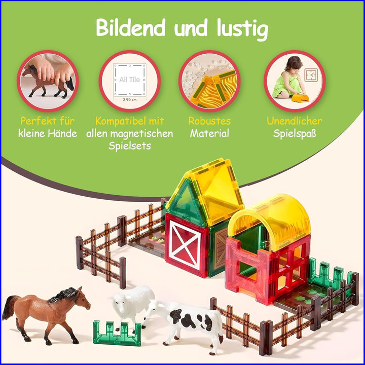 Olvy Magnetische Bausteine Montessori Spielzeug - 80 Magnetic Tiles Kinder - Magnetisches Konstrukti