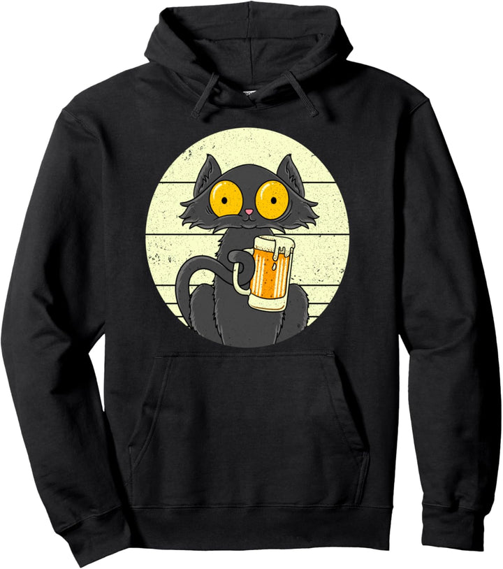 Süsse Schwarze Katze Bierkatze Bier Katzen Miau Rauschkatze Pullover Hoodie