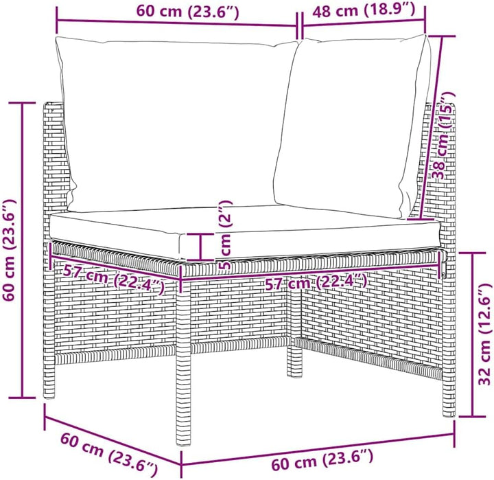 vidaXL Gartenmöbel 3-TLG. mit Kissen Mittelsofa Ecksofa Sofa Lounge Gartenset Gartensofa Garten Garn