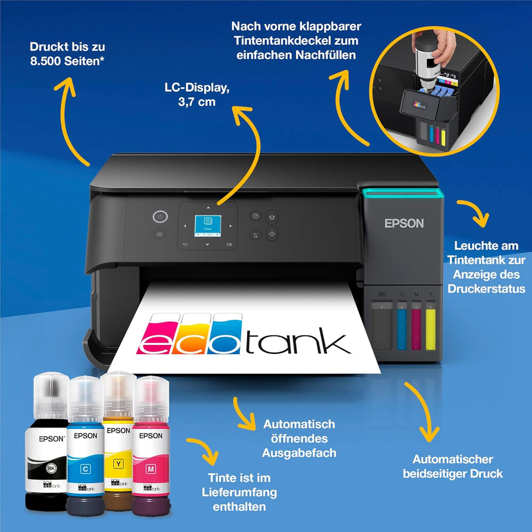 Epson EcoTank ET-2955 Tintentankdrucker | für vielbeschäftigte Haushalte | WLAN | A4 | Drucken, Kopi