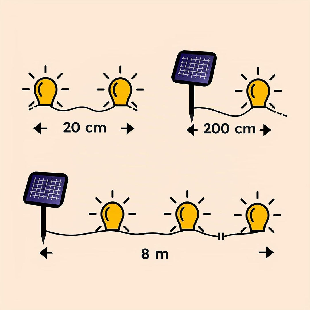 Esotec Solar Lichterkette Bubble Balls, 6m, 30 LEDs, warmweiss, Zuleitung 2m, Akku, Solarmodul, Erds