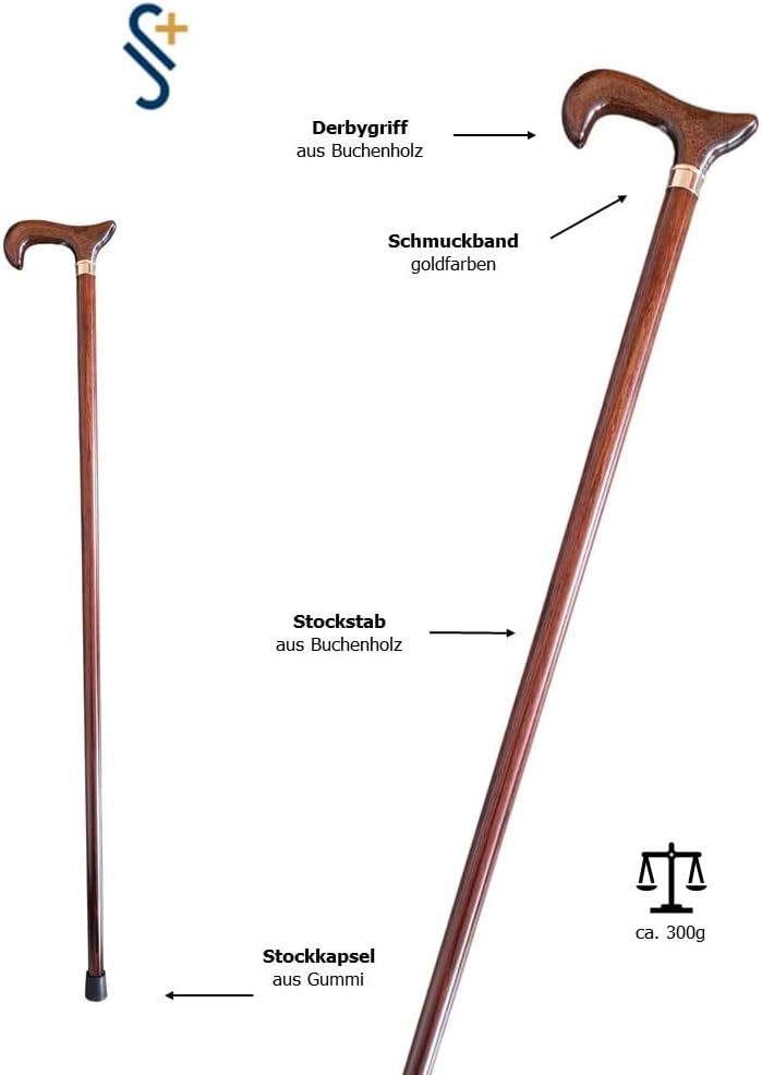 Gehstock Derbygriff In der Farbe Braun. Als Abschluss Hat Dieser Spazierstock Eine Gummikappe 3340 S