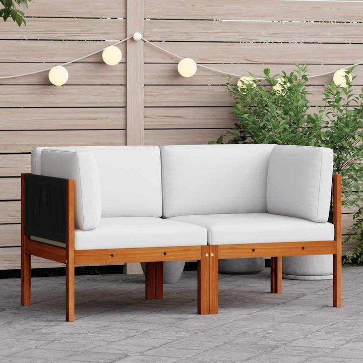 vidaXL 2X Akazienholz Massiv Garten Ecksofa mit Auflagen Sofa Lounge Gartensofa Sessel Gartensessel
