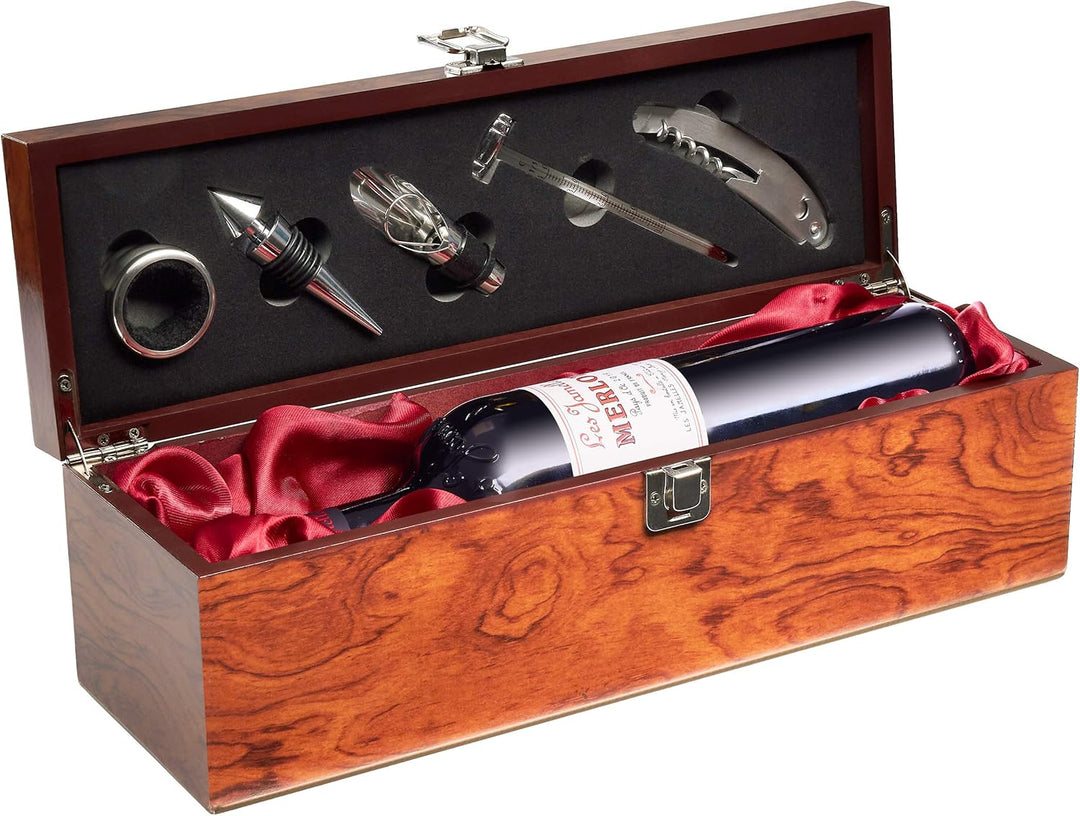 BRUBAKER Geschenkset Weinset mit 1 Flasche Rotwein Jahrgang 2019 Les Jamelles Merlot - in Weinkiste