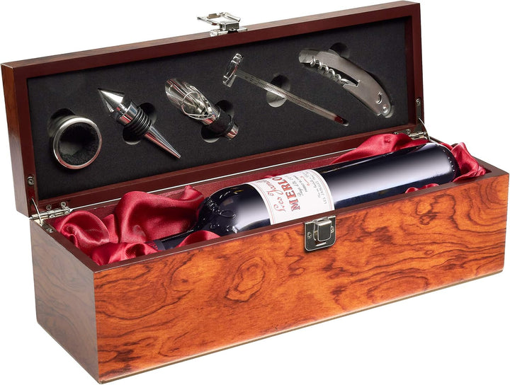 BRUBAKER Geschenkset Weinset mit 1 Flasche Rotwein Jahrgang 2019 Les Jamelles Merlot - in Weinkiste