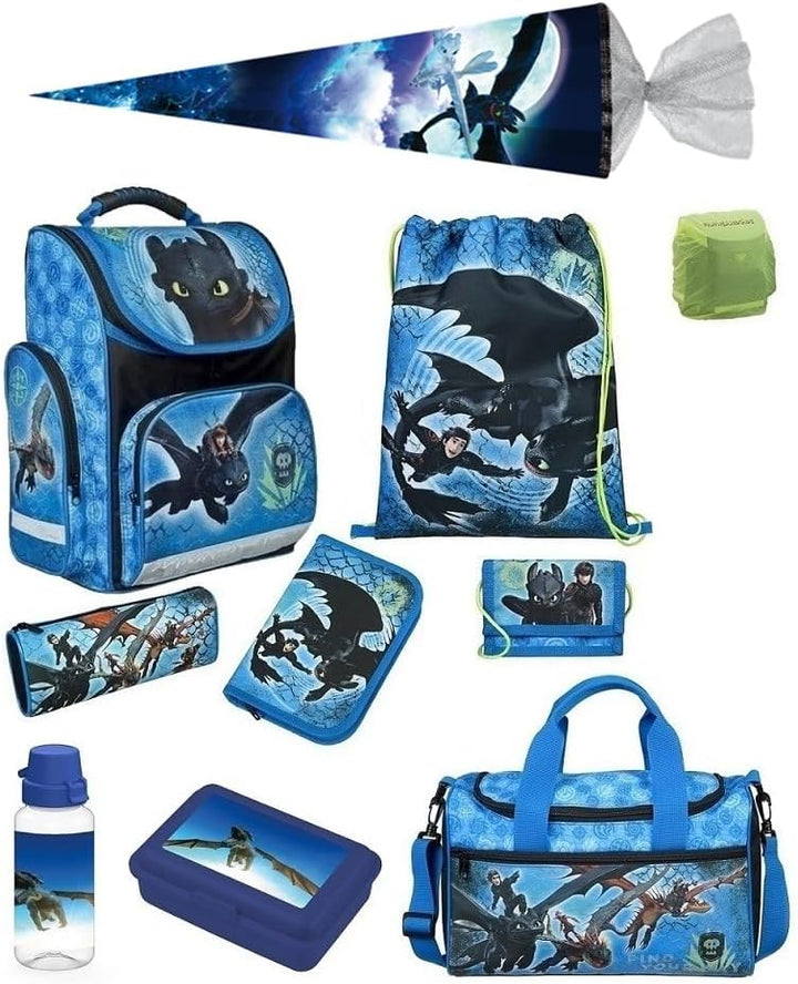 Familando Schulranzen 1. Klasse für Jungen und Mädchen · Dragons Schultasche Drachen · ergonomisch &