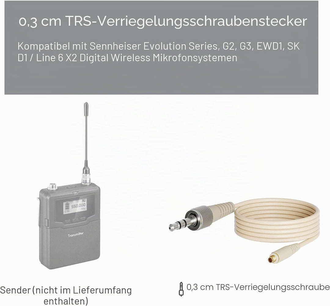 J K Professionelles Headset/Headset-Mikrofon MIC-J 071S kompatibel mit Sennheiser Wireless System –