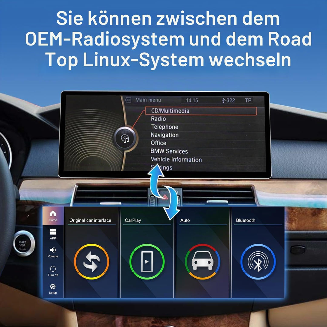 Road Top 12,3 Zoll Ultraschmaler Autoradio Carplay für BMW 5er CIC | für BMW 5er E60/E61 mit CIC (20
