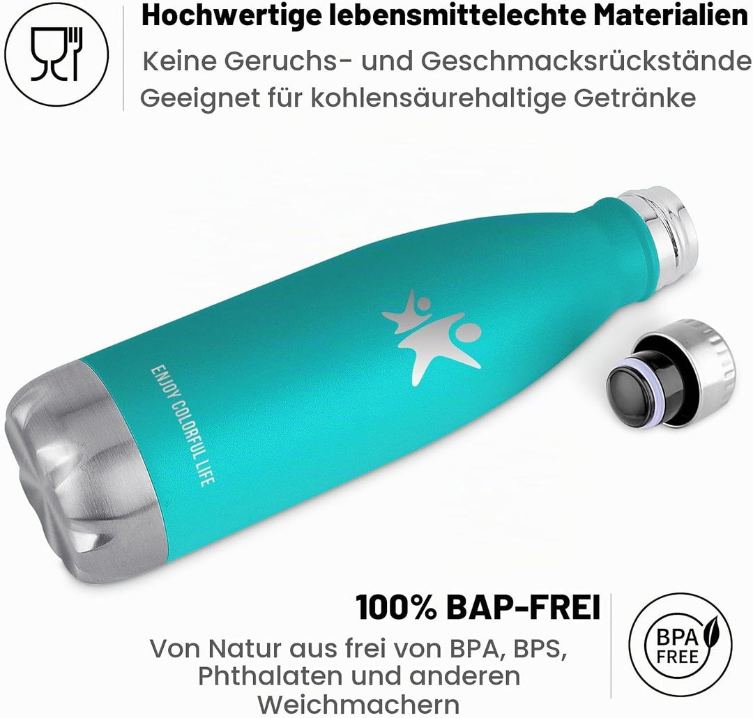 KollyKolla Thermosflasche, Trinkflasche Edelstahl 500ml/750ml/1L, Auslaufsicher Thermoskanne, BPA-Fr