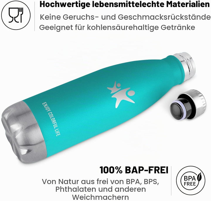 KollyKolla Thermosflasche, Trinkflasche Edelstahl 500ml/750ml/1L, Auslaufsicher Thermoskanne, BPA-Fr