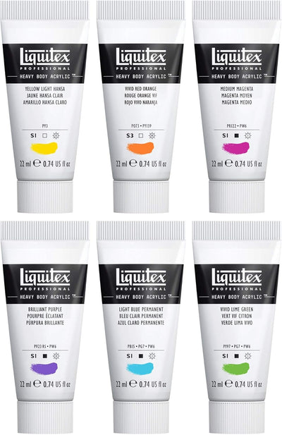 Liquitex Heavy Body Acrylfarbe Lebendige Farben Set 6 x 22ml 22 ml (6er Pack) 6 Farben Set A 22ml -