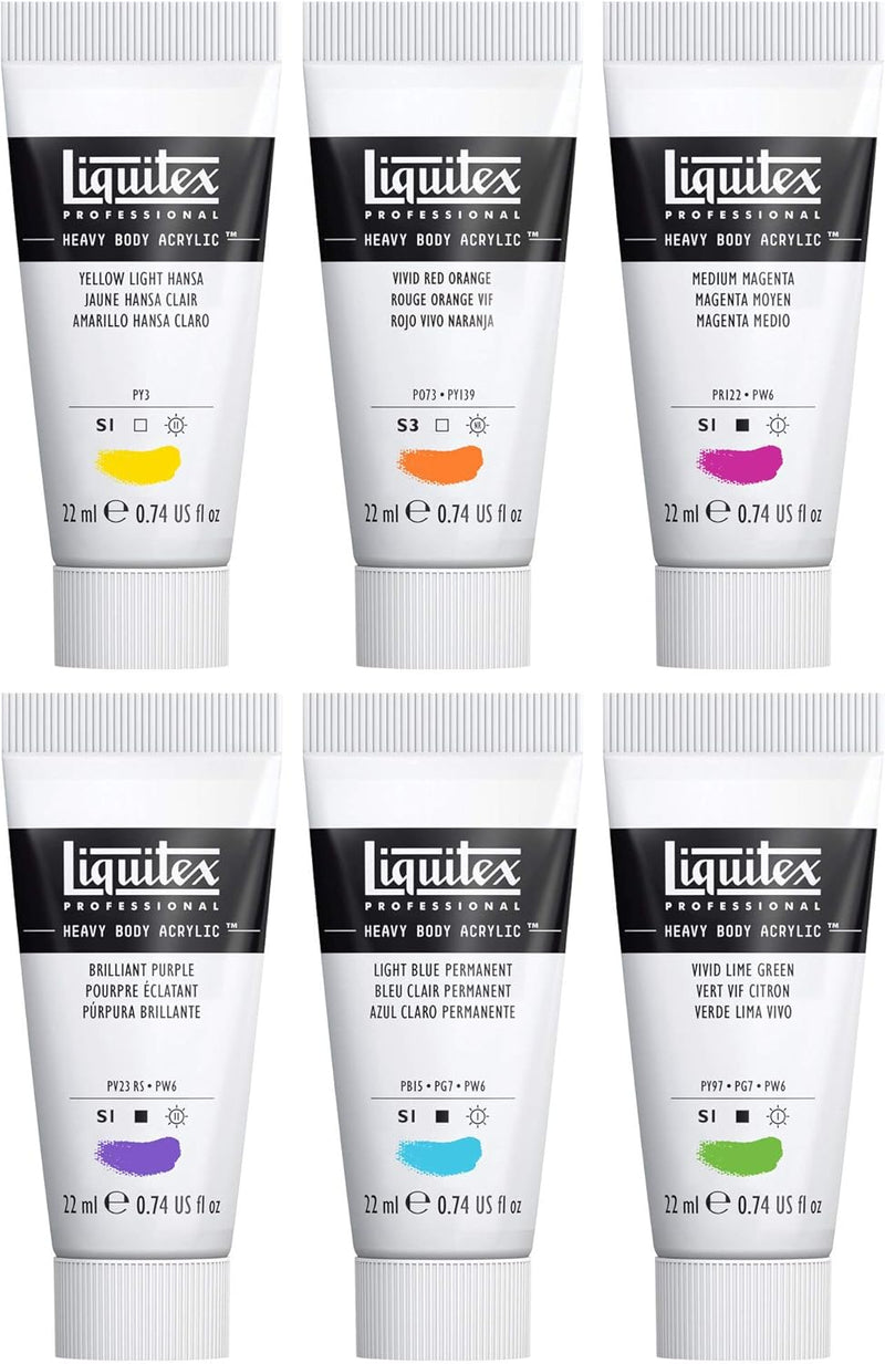 Liquitex Heavy Body Acrylfarbe Lebendige Farben Set 6 x 22ml 22 ml (6er Pack) 6 Farben Set A 22ml -