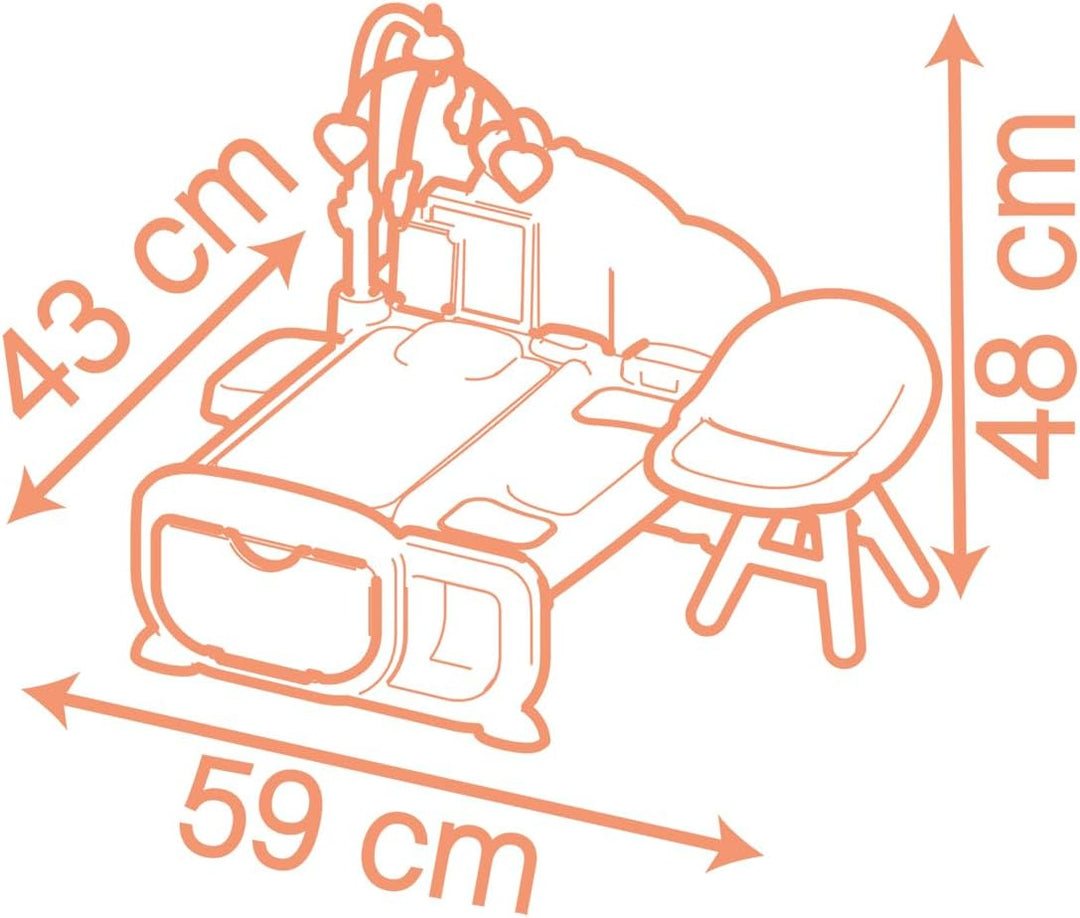 Smoby – Baby Nurse Cocoon 3-in-1 Puppenmöbel – Spielset mit Pflege-, Schlaf- & Essbereich – 16 Zubeh